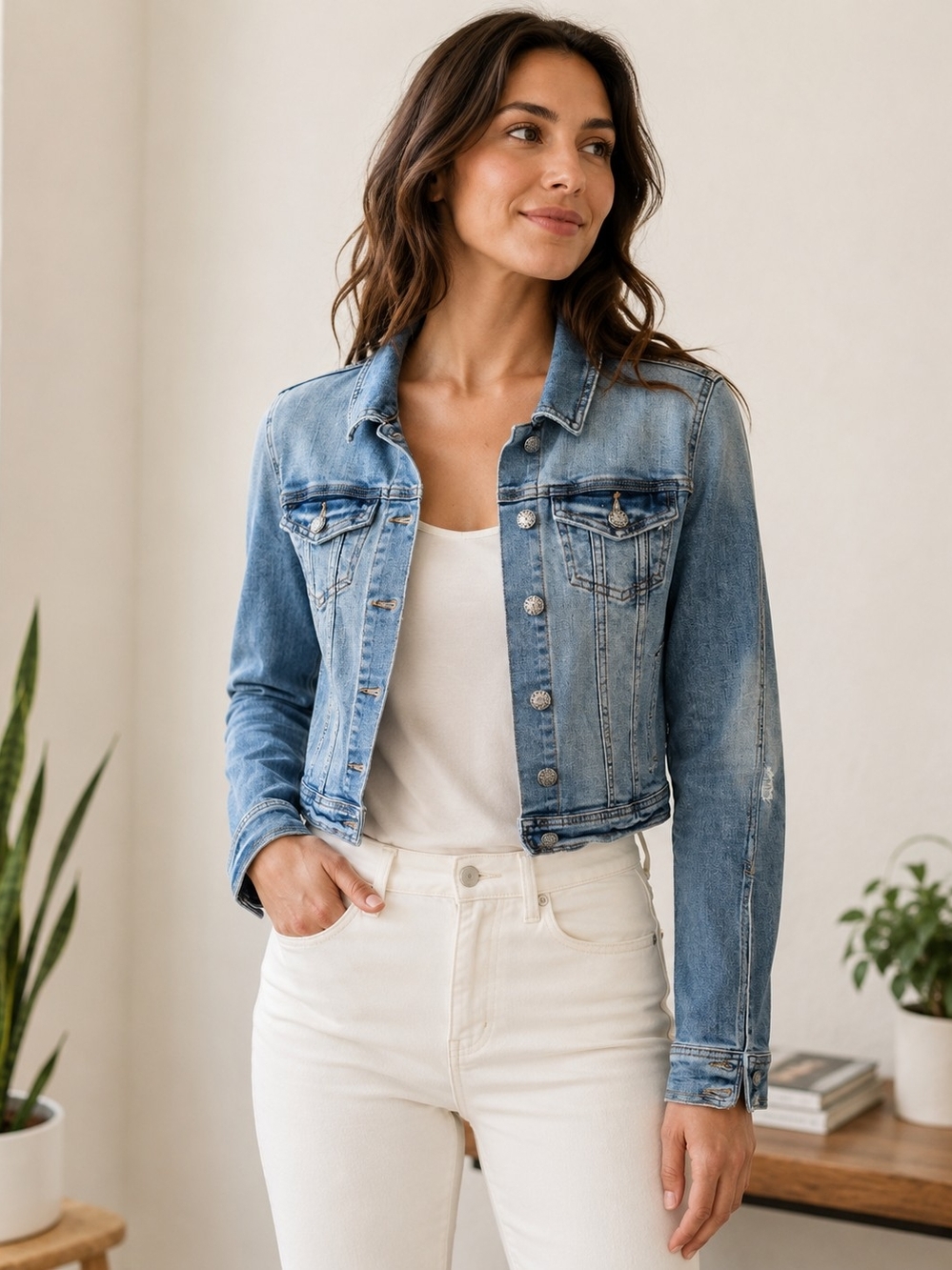 Prana Light Blue Cropped Denim Jacket